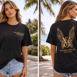 Victoria’s Secret The Tour 2023 T-Shirt Women’s L Black Graphic Tee Oversized